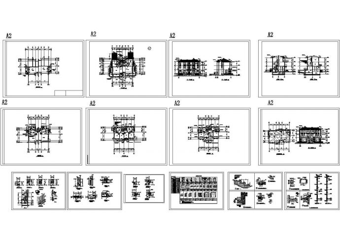 某三层带夹层砖混结构双拼别墅设计cad全套建筑施工图（标注详细）_图1