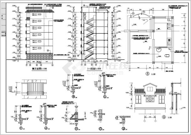 7000平米七层框混结构住宅楼建筑设计CAD图纸（底层为库房）-图一