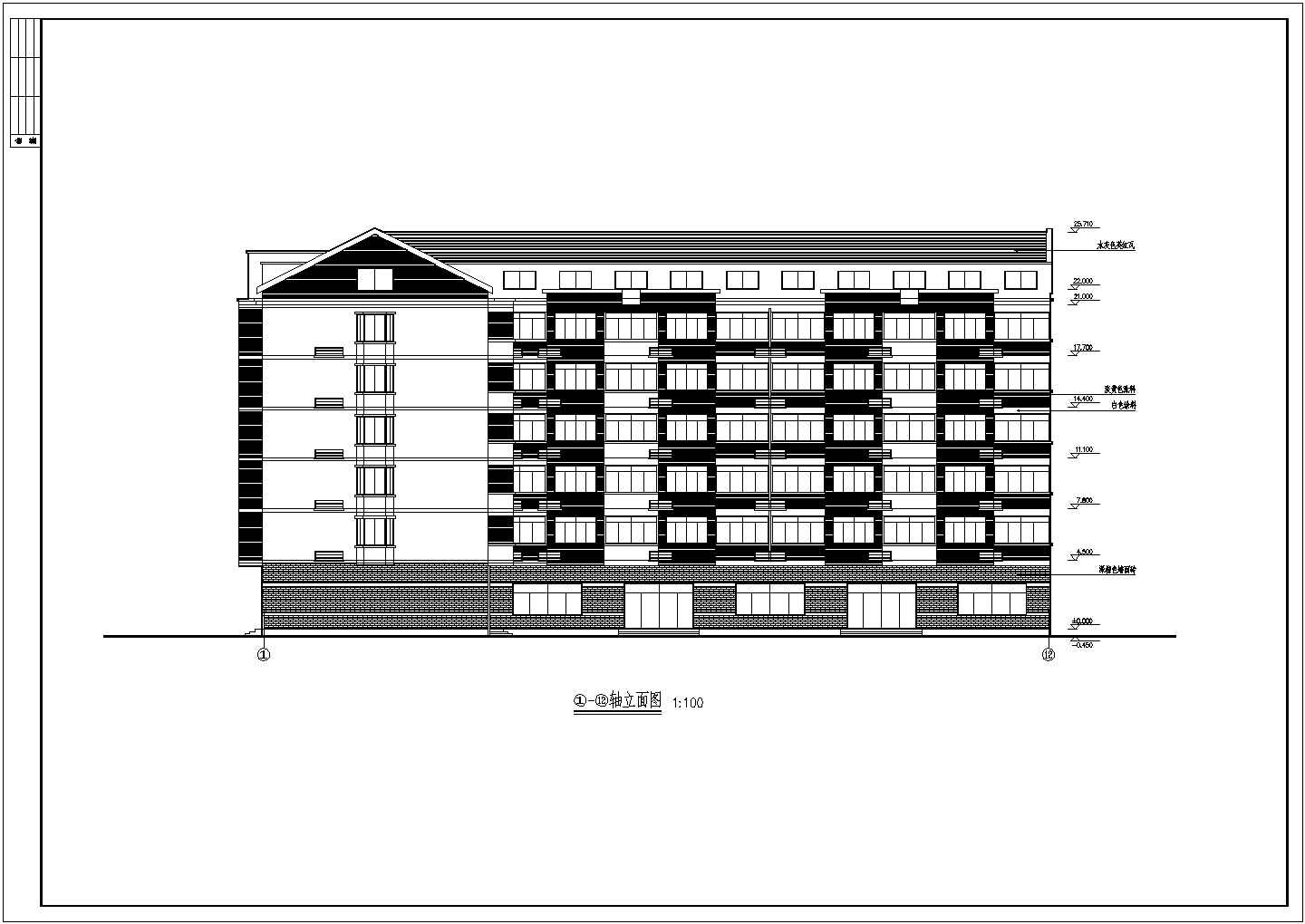 郑州某大学7层框架结构学生宿舍楼全套建筑设计CAD图纸