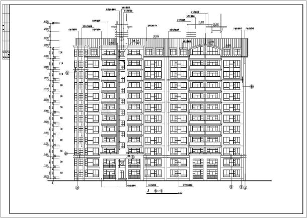 衢州市某小区7500平米12层框架结构住宅楼建筑设计CAD图纸-图二