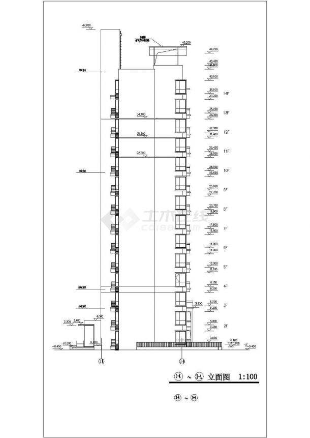 金华市某小区1.1万平米14层框架结构民居住宅楼建筑设计CAD图纸-图一
