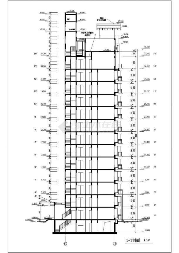 金华市某小区1.1万平米14层框架结构民居住宅楼建筑设计CAD图纸-图二