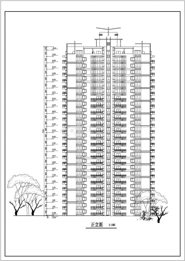 长沙市某小区1.4万平米26层框架结构住宅楼建筑设计CAD图纸-图二