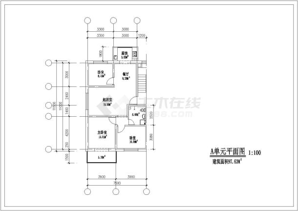 北方某街道住宅精美户型设计施工图-图一