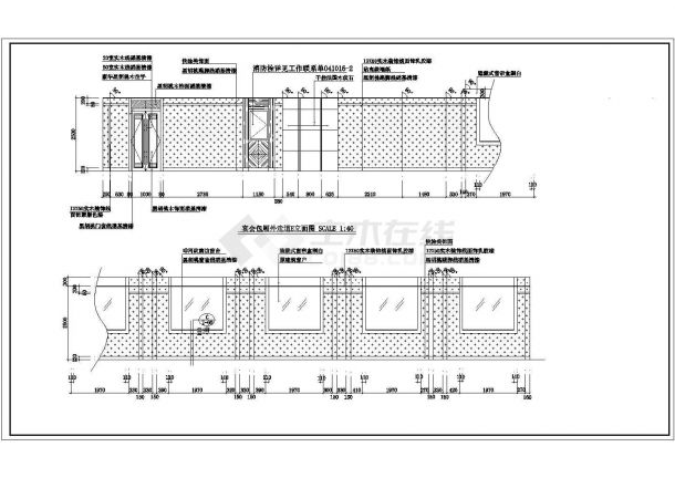 武夷山酒店宴会厅室内装修设计cad平立面竣工图（标注详细）-图二