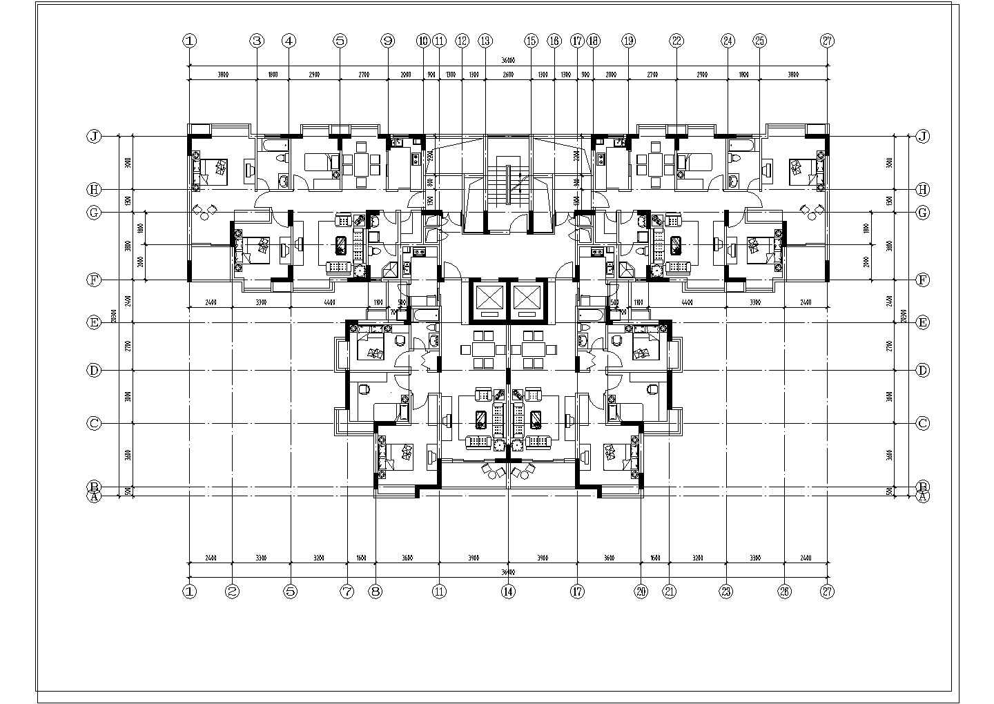 20多层高层住宅楼建筑整套设计cad施工图纸