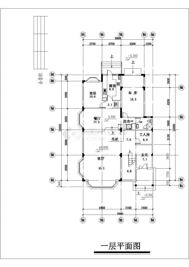 低层连排住宅建筑CAD布置图-图一
