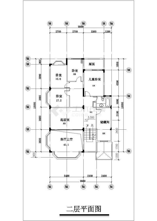 低层连排住宅建筑CAD布置图-图二