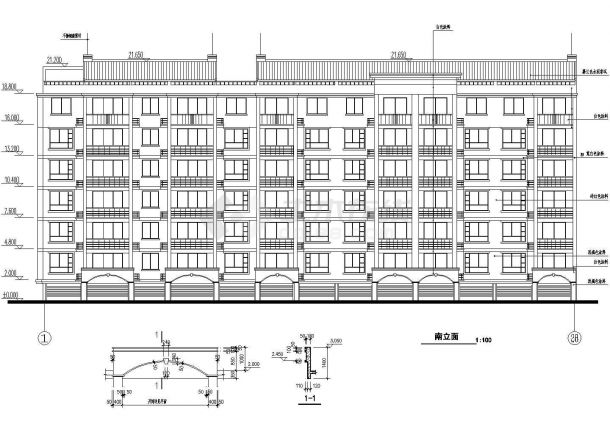 南京市某小区6层混合结构住宅楼建筑设计CAD图纸（不含半地下室）-图二