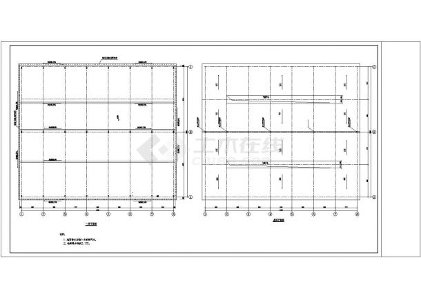 某轻钢结构农贸市场建筑结构设计CAD图-图一