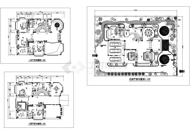 某三层私人别墅现代风格室内装修设计cad方案图（标注详细）-图一