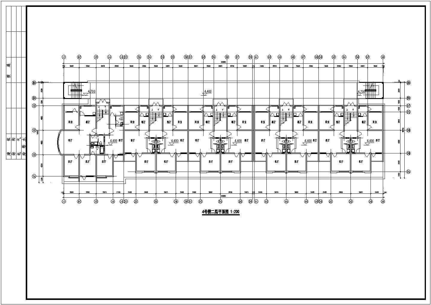 6层框混结构商住楼建筑设计CAD图纸（底层商铺/不含阁楼）