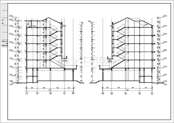 某小区7层框架结构商住楼建筑设计CAD图纸（底层商店/含阁楼层）-图二