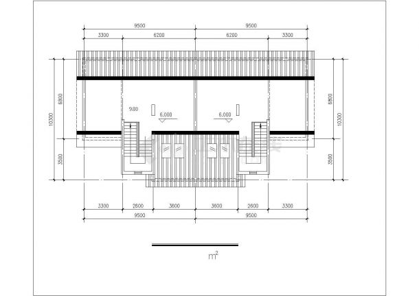 3层框混结构双拼别墅建筑设计CAD图纸（每户290平米/含阁楼层）-图二