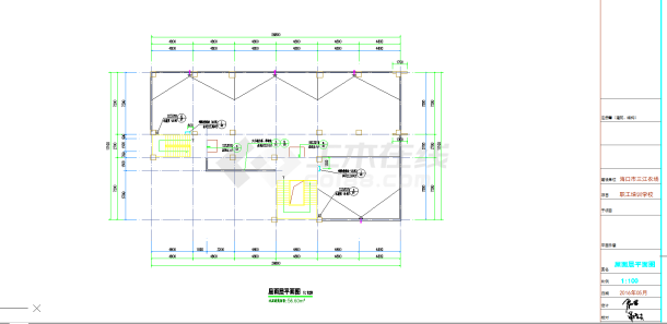 某地多层农场职工培训学校建筑设计cad图纸-图二