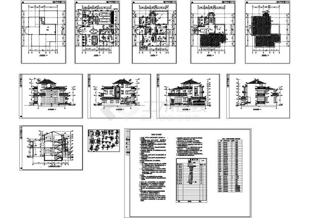 某三层框架结构独立别墅设计cad全套建筑施工图（含设计说明）-图一
