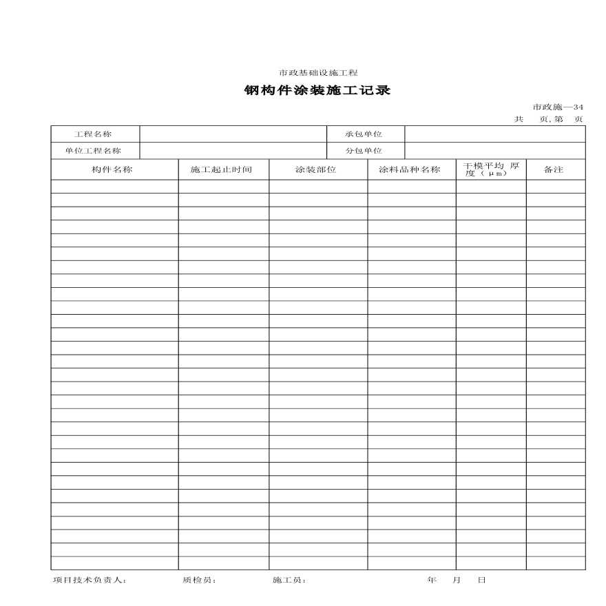 市政基础设施工程钢构件涂装施工记录-图一