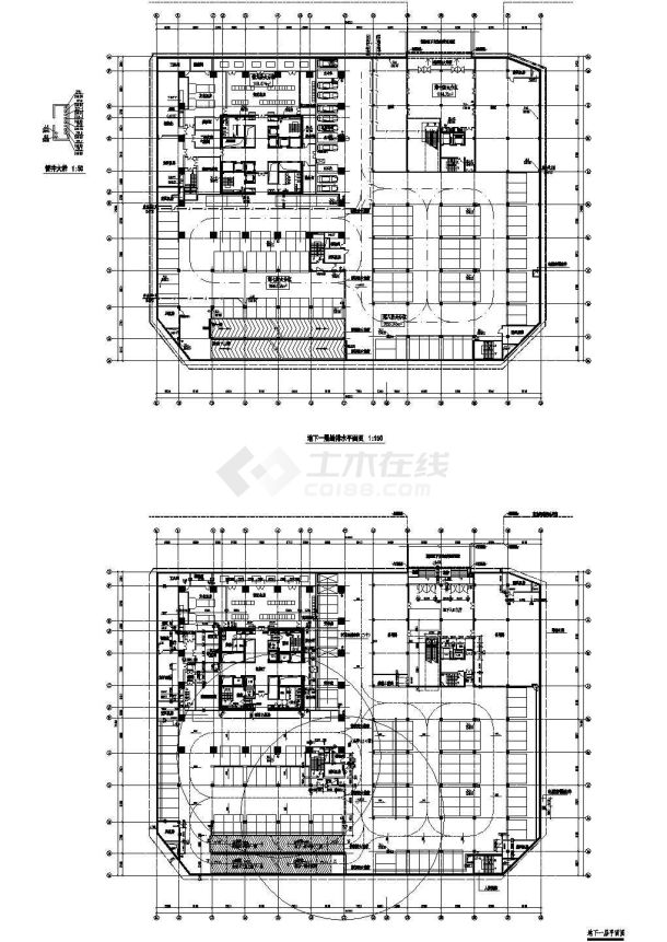 广州市某金融大厦内部给排水系统设计CAD施工图-图一