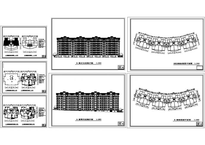 某地多层弧形住宅楼建筑设计施工图_图1