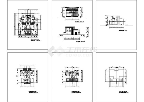 某三层框架结构小型联体别墅设计cad全套建筑施工图（甲级院设计）-图一