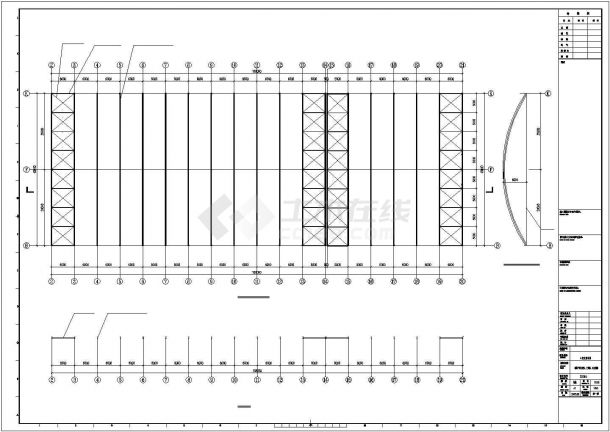 新疆某农贸市场钢结构设计图（标注比较详细）-图一