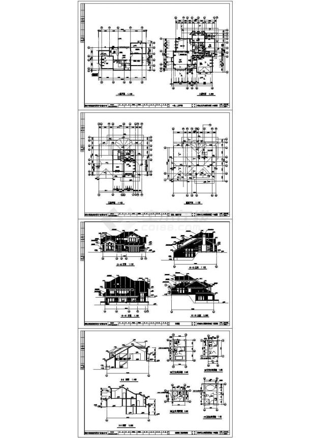 某三层剪力墙结构独立山地别墅设计cad全套建筑施工图（甲级院设计）-图一