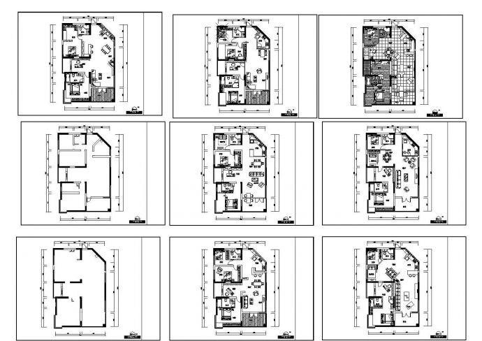 某地区多套样板楼住宅建筑户型平面方案设计施工CAD图纸_图1
