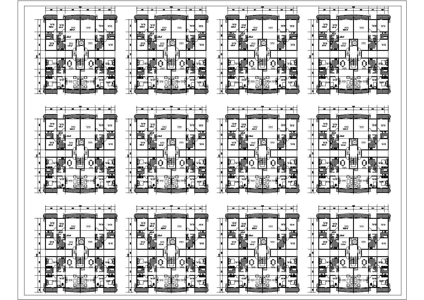 某地区城市居民住宅小区建筑完整设计施工平面CAD图纸