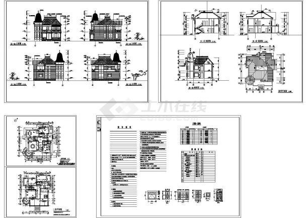 某二层框架结构俄罗斯式别墅设计cad建筑方案图（含设计说明）-图一