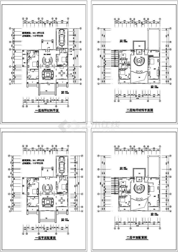 某二层框架结构私人小别墅室内装修设计cad平面施工图（甲级院设计）-图二