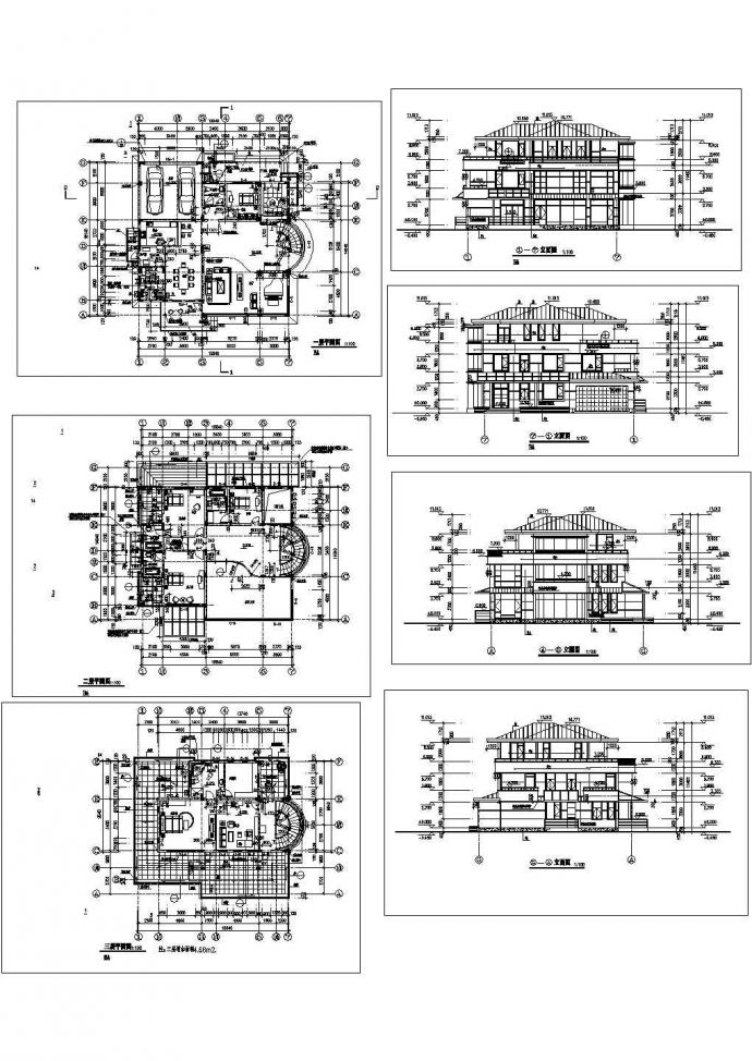 某三层框架结构简欧别墅样板设计cad建筑方案图（甲级院设计）_图1