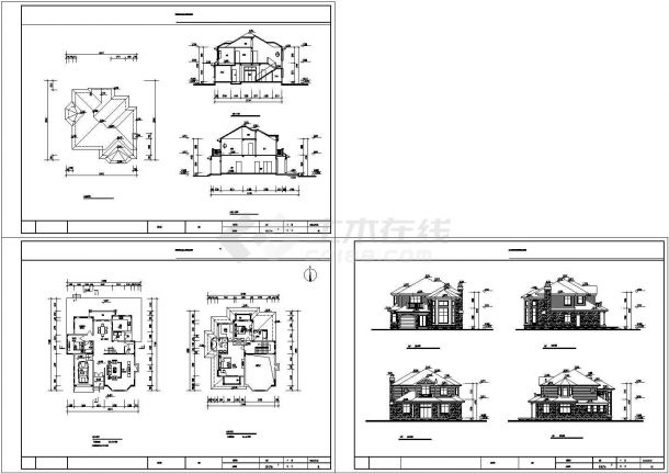 某二层砖混结构独栋小型别墅设计cad建筑方案图（标注详细）-图一
