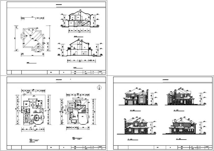 某二层砖混结构独栋小型别墅设计cad建筑方案图（标注详细）_图1