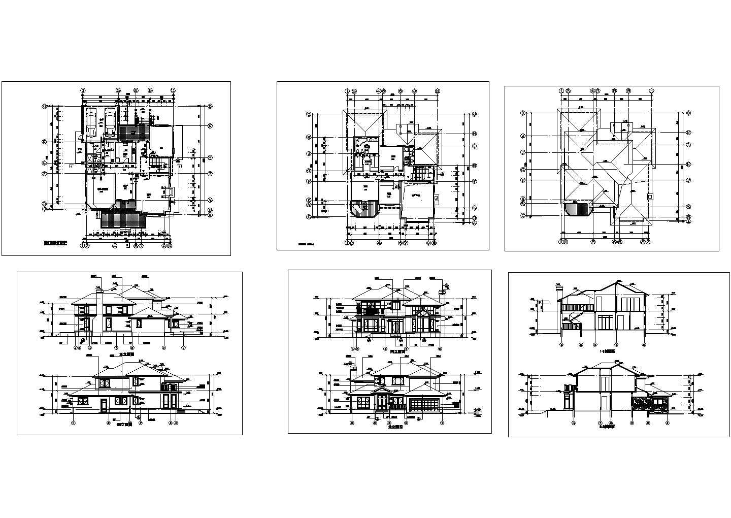 某二层框架结构简欧风格乡村小别墅设计cad全套建筑施工图（甲级院设计）