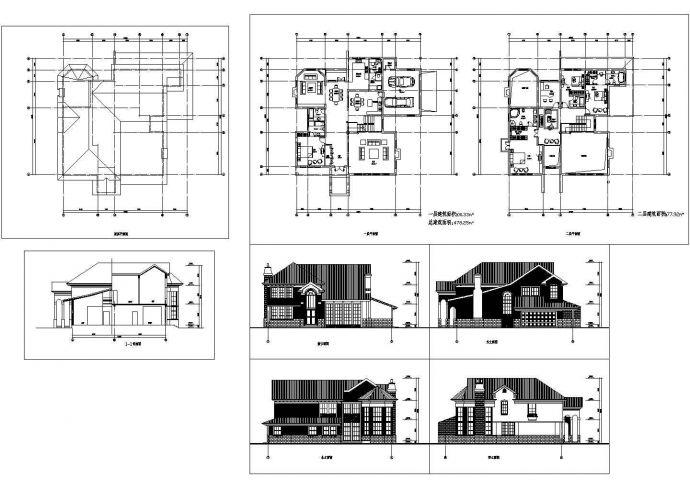 某二层砖混结构乡村别墅（建筑面积478.25平方米）设计cad建筑方案图（甲级院设计）_图1