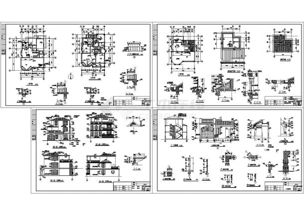 某三层砌体结构新农村别墅设计cad全套建筑施工图（甲级院设计）-图一