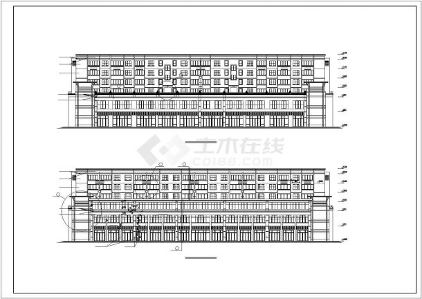 1.2万平米6层口型商住楼建筑设计CAD图纸（1-2层商用）-图二