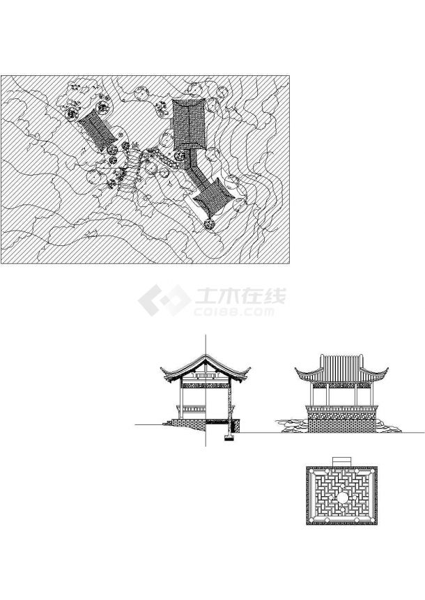 杭州临安区某园林凉亭建筑设计CAD施工图-图一