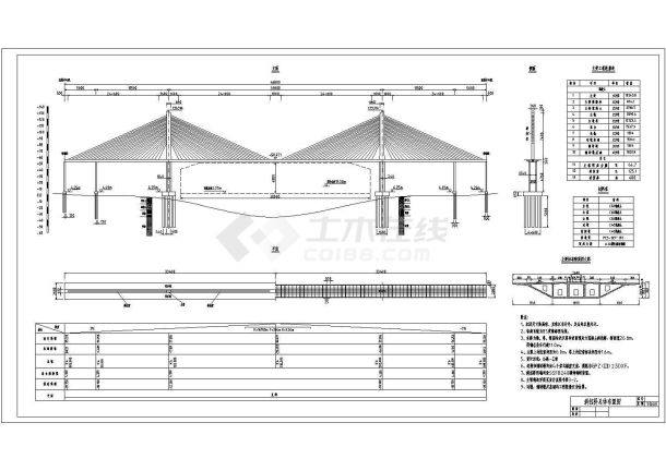 土木工程毕业设计_某单索面预应力混凝土斜拉桥毕业设计全套 cad-图一