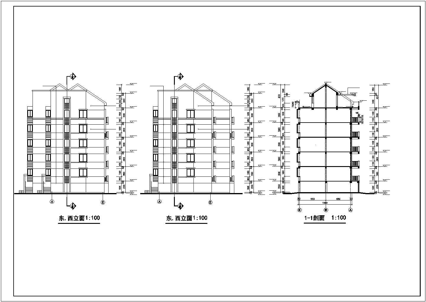 4600平米6层砖混结构住宅楼建筑设计CAD图纸（不含夹层）