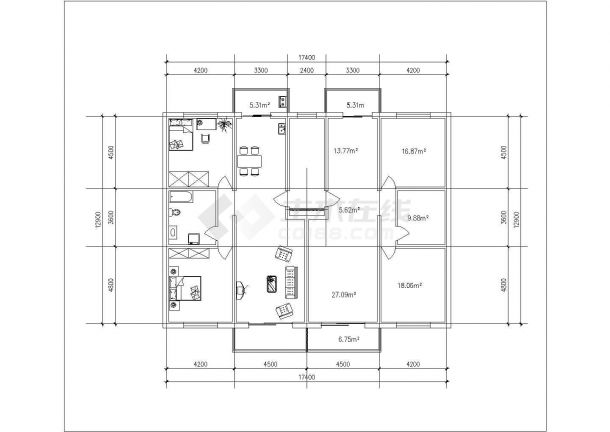 济宁市某新建小区90-130平米热门户型设计CAD图纸（共14张）-图二