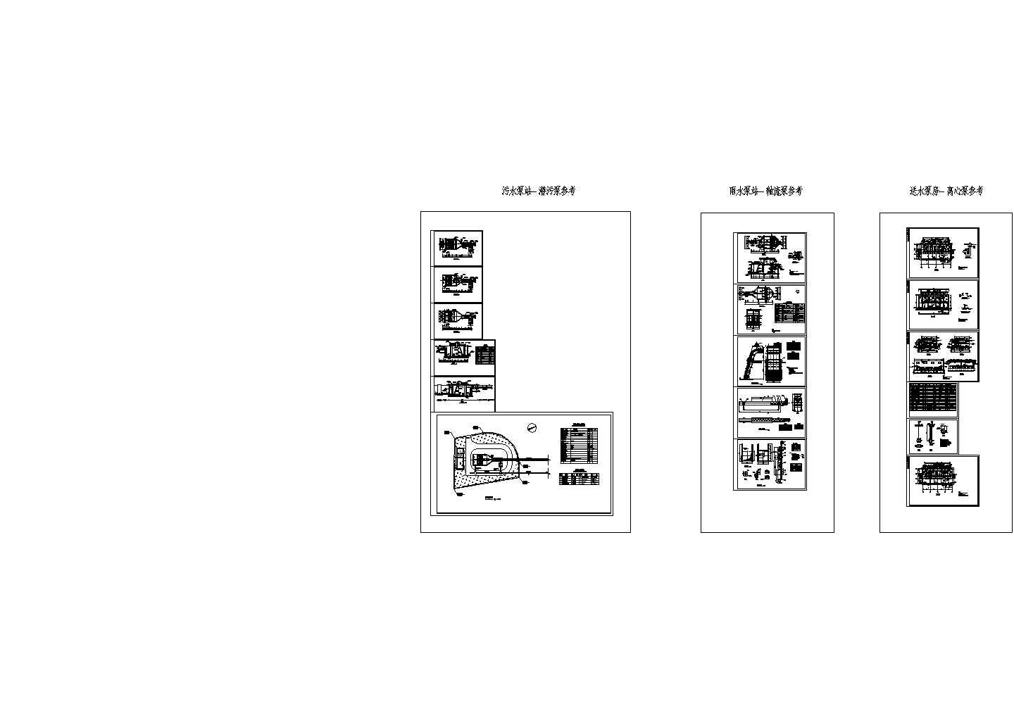 雨水、污水、送水泵站三种类型的设计图纸