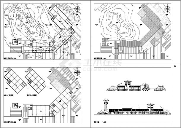某别墅区二层框架结构会所设计cad建筑方案图（甲级院设计）-图二