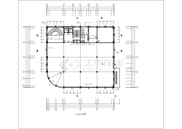 2900平米5层框架结构商业办公楼平面设计CAD图纸（含地下室层）-图一