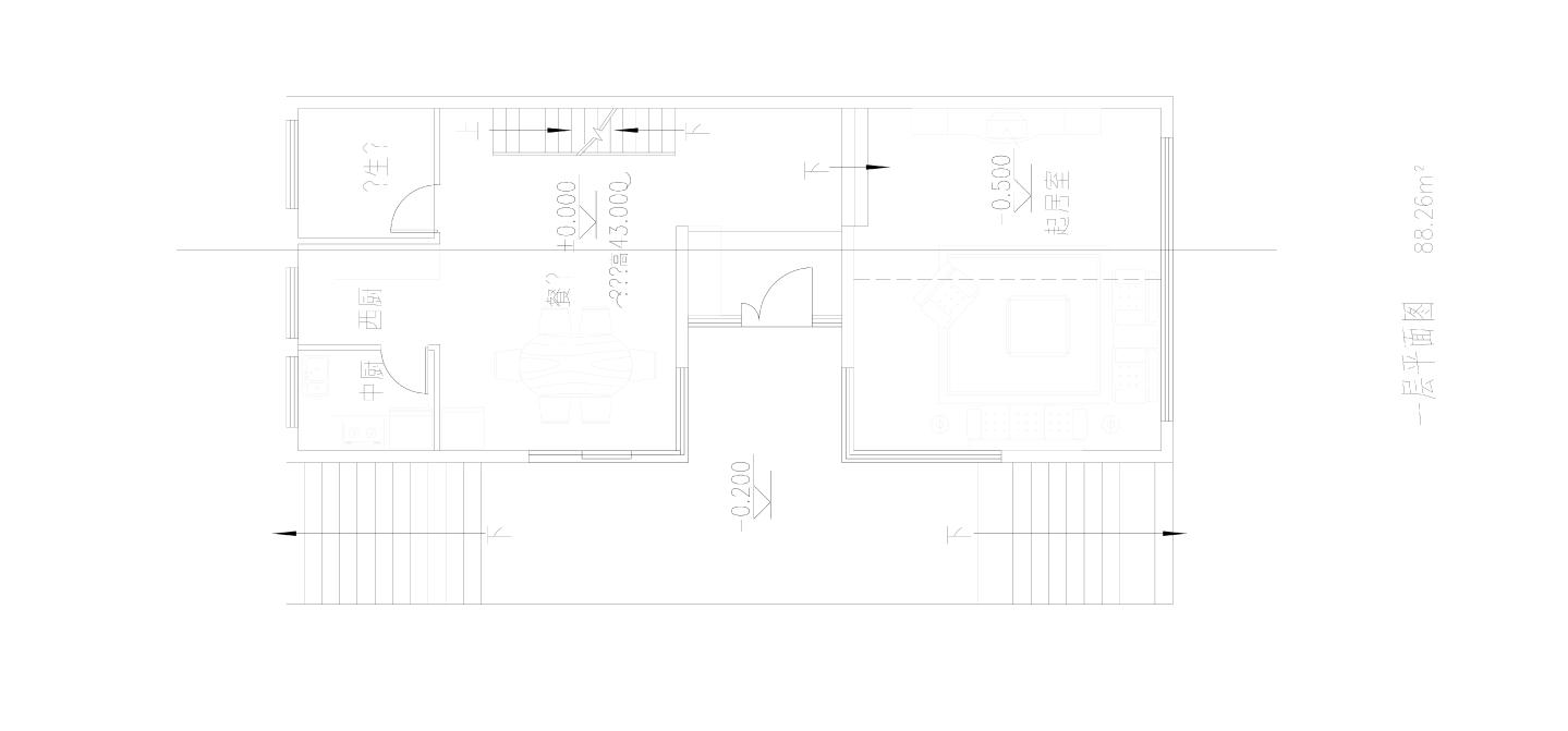 D型端头联排建筑平面图