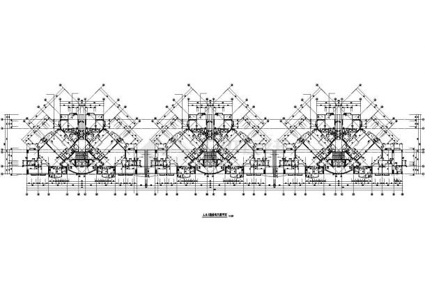 21层剪力墙结构三栋组合式住宅楼平面设计CAD图纸-图一