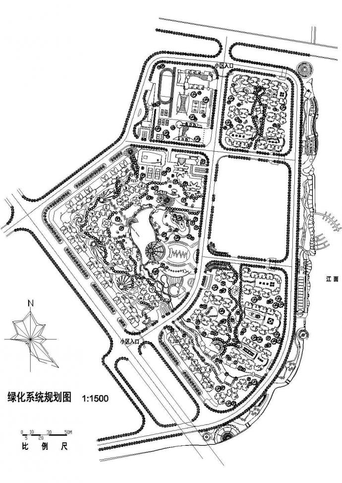 扬州市某居住区绿化系统总规划设计CAD施工图_图1