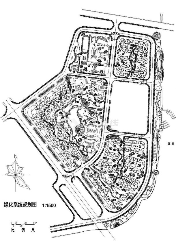 扬州市某居住区绿化系统总规划设计CAD施工图-图二