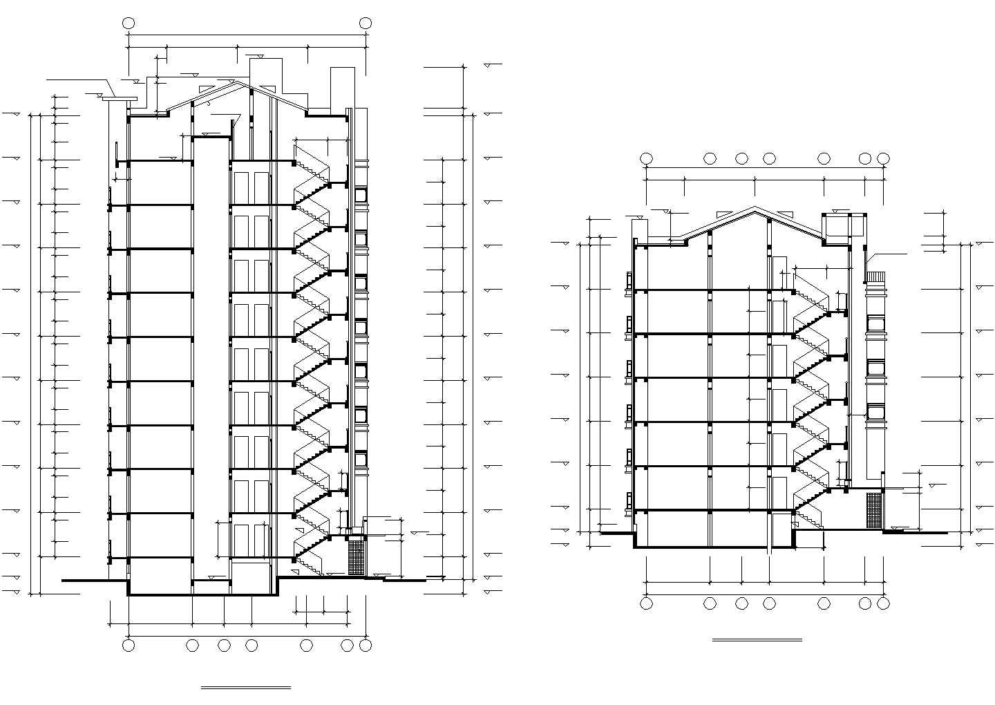 贵阳市某小区临街6+9层两栋连排住宅楼建筑设计CAD图纸