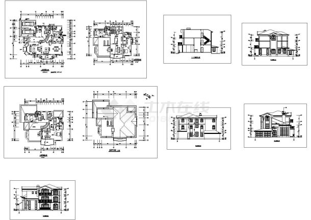 某三层框架结构中式经典风格别墅设计cad全套建施图纸（甲级院设计）-图一
